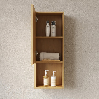 KEIKI Bathroom Wall Cabinet, Premium Wood Medicine Cabinet with Soft-Close Doors and Open Shelf, Narrow Storage Cabinet for Bathroom Kitchen Laundry Room, Golden Oak