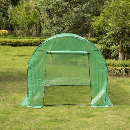 Gardenised 10 FT Green Outdoor Portable Garden Plant Walk-in Greenhouse Tunnel and Garden Plant Hot House with Roll-up Zipper Door Waterproof