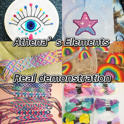 Athena's Elements - Embroidery Floss - 276 Pcs Cross Stitch Thread and Accessories - Perfect for Bracelet Making & DIY Embroidery Projects | Bonus Accessories Included