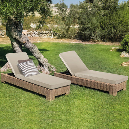 Comcaver Outdoor Chaise Lounge Cushion Set of 2, Fadesafe Water-Repellent Lounge Deck Reclining Chair Cushions for Patio Furniture Lawn Pool Resort Hotel, 80x26x3 Inch, Cream