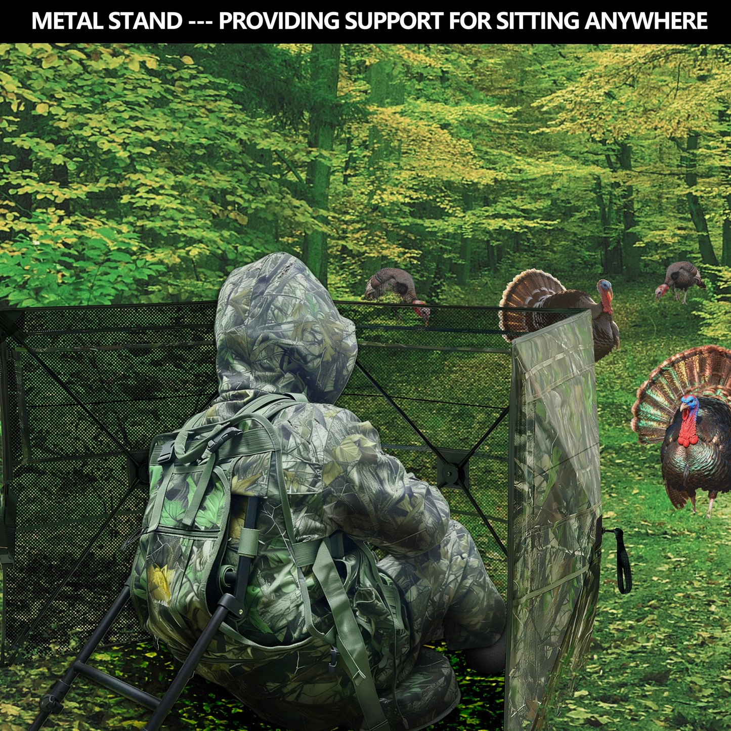 Hunt Quiet Turkey Vest with Seat, Kickstand & 2L Water Bladder, NEXT CAMO G2 Green