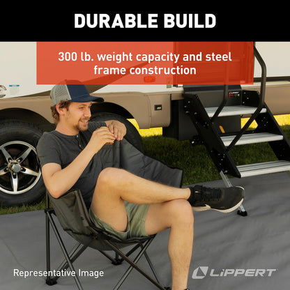 Lippert Campfire Deluxe Folding Chair - Mossy Oak Original Bottomland Camo, High-Loft, Foldable Cushion Chair, Dual Cup Holders, Durable 600D Outdoor Polyester Fabric, 500 lb. Capacity - 2023053729