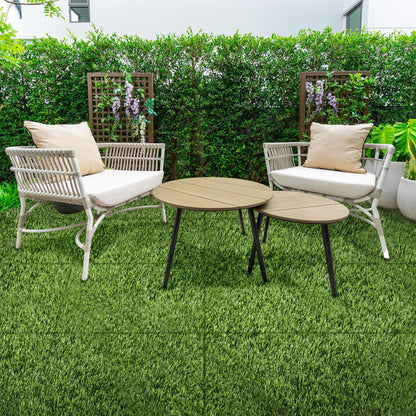 Sorbus 48Sq. Ft. Artificial Grass Tiles – Interlocking 24"x24" Fake Grass Mats for Balcony, Patio, Deck Flooring, Pets & Dog Pee Pad – Self-Draining Turf Squares with 8-Buckle System for Outdoor Decor