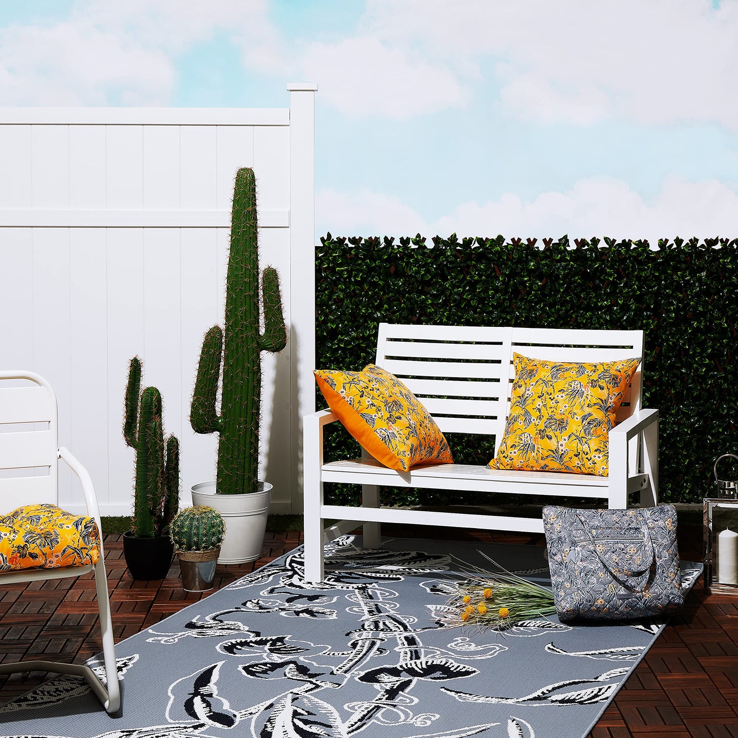 Classic Accessories for Vera Bradley Indoor/Outdoor Rug, 5 x 8 Foot, Rain Forest Toile Gray