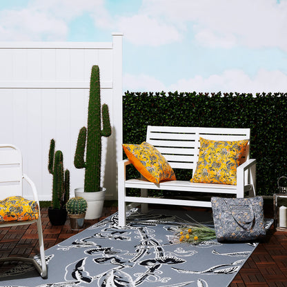 Classic Accessories for Vera Bradley Indoor/Outdoor Rug, 5 x 8 Foot, Rain Forest Toile Gray