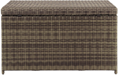 Crosley Furniture Bradenton Wicker Outdoor Storage Box for Patio Furniture Cushions, Pool Floats, Garden Tools, Brown