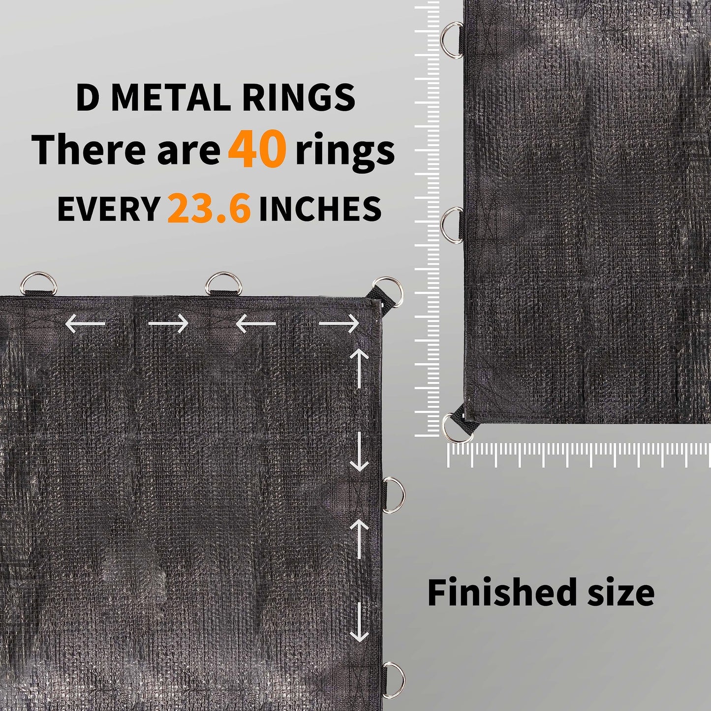 TARPAL Tarp 20x20 Feet Heavy Duty Tarps 14mil D-Ring Waterproof Tarp for Outdoors UV Protection Triangular Sewing Design Reinforced Corners and Edges（Black）