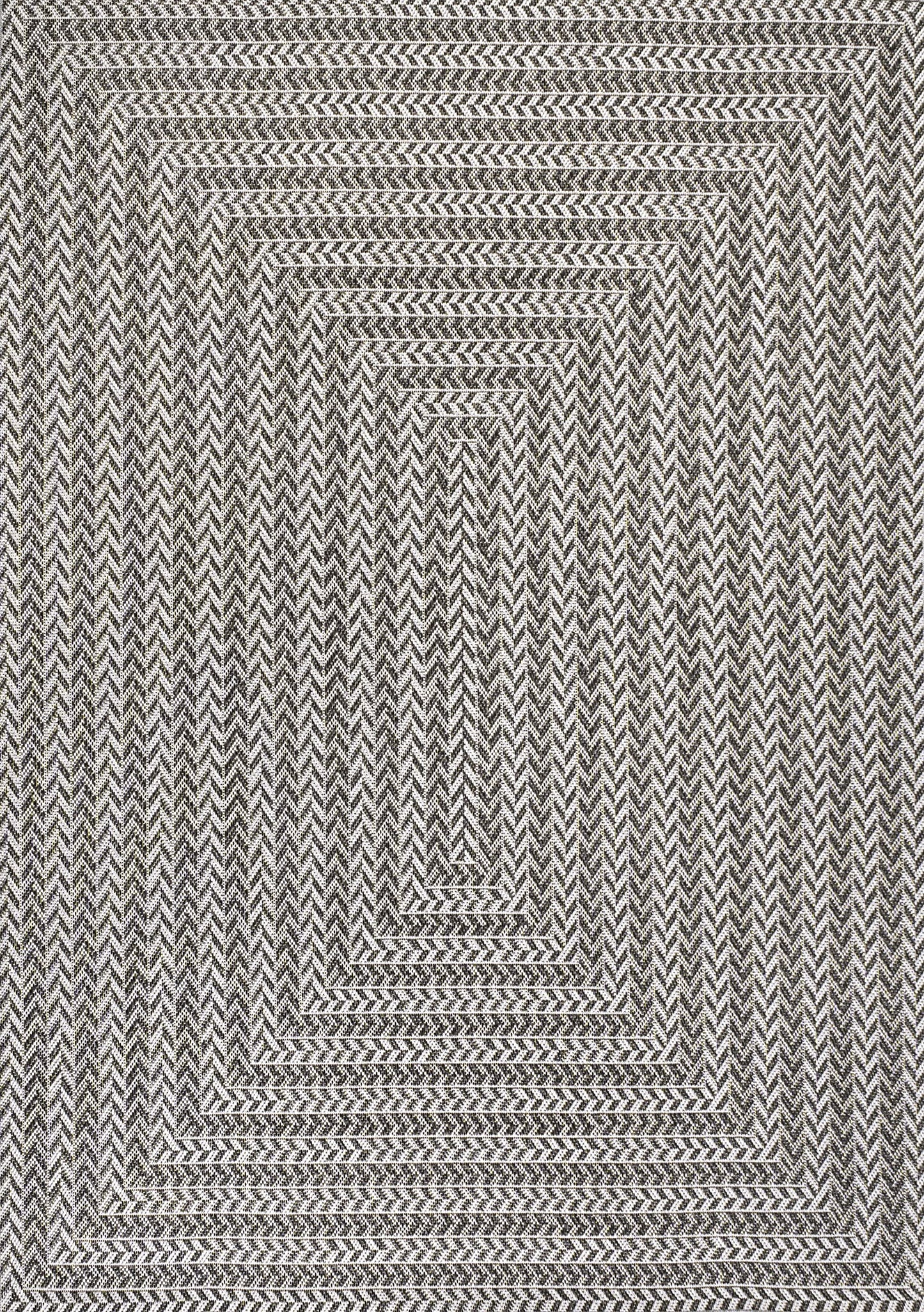JONATHAN Y Concentric Squares Indoor Outdoor Area Rug 8X10 Black/Light Gray, Chevron Modern for Backyard, Patio, Porch, Easy-Cleaning, High Traffic, Pet-Friendly, Non-Shedding (SMB206B-8)