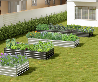 Easllre 2PCS 7x3x1ft Galvanized Raised Garden Bed,Outdoor Planter Box Metal Patio Kit Planting Bed for Vegetables Flowers Herb,Black