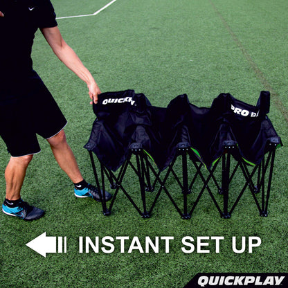 QUICKPLAY PRO Portable Folding Bench – Available in 4, 6, and 9 Seats & 6-Seat Shelter | Heavy-Duty, Fast Set-Up Seating for Sports, Camping, and Outdoor Activities