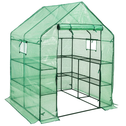 SUNGIFT Walk-in Greenhouse for Outdoors, 57x61x80 Inch Large Greenhouse, 3 Tiers 10 Shelves Mini Green House Kit with Observation Windows Roll-up Door Zipper, Plant Garden Hot House for Herbs, Flowers