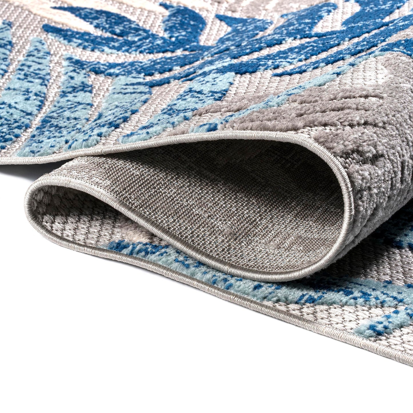 JONATHAN Y Tropics Palm Leaves Indoor Outdoor Area Rug 8X10 Gray/Blue, Boho for Backyard, Patio, Porch, Easy-Cleaning, High Traffic, Pet-Friendly, Non-Shedding (AMC100A-8)