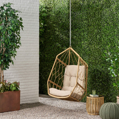Tamara Outdoor/Indoor Hanging Chair (NO Stand) - Wicker - Light Brown/Tan