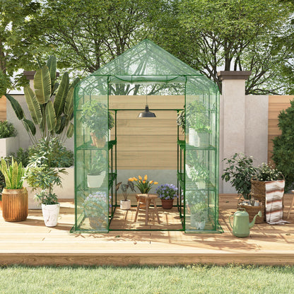IDEALHOUSE Greenhouse, 57 x 57 x 77'' Greenhouses for Outdoors, Small Plant Green House, 3 Tiers 12 Shelves, Durable PE Cover, Plastic Portable Walk in Greenhouses for Outside Indoor