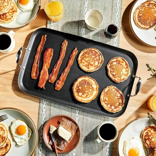 HexClad Hybrid Nonstick Double Burner Griddle - Stay-Cool Handles | Dishwasher Safe & Oven Safe Up to 900°F