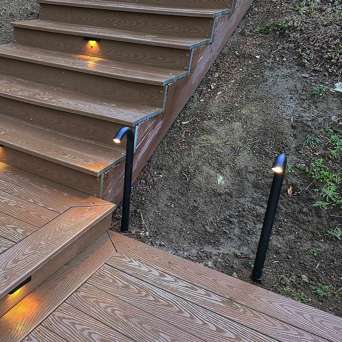 LUMENGY 3W LED Landscape Bollard Path Light, Modern Curved Design, 12V Low Voltage, IP67 Waterproof, for Pathways, Driveways and Walkways, Black Finish, 4 Pack