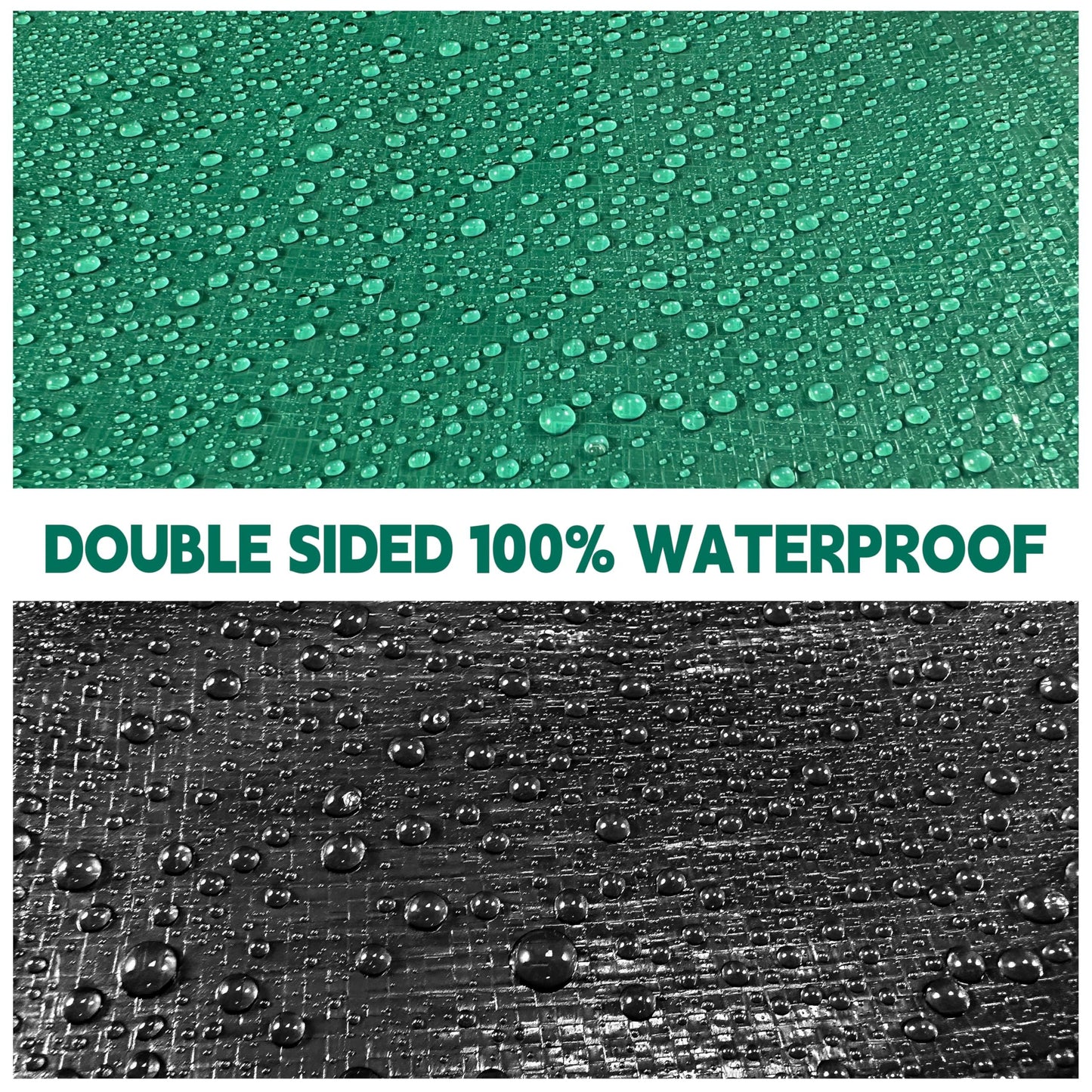 Tarp 30x50 ft Heavy Duty 100% Waterproof 10mil,UV Resistant,Durable Grommets and Reinforced Edges Green/Black Tarp for Camping, Swimming Pools,Car Coverage -by MVPNET