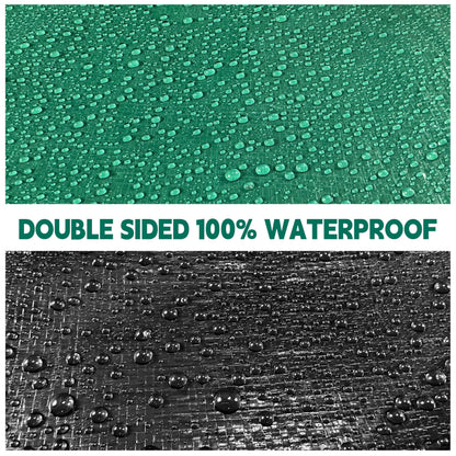 Tarp 30x50 ft Heavy Duty 100% Waterproof 10mil,UV Resistant,Durable Grommets and Reinforced Edges Green/Black Tarp for Camping, Swimming Pools,Car Coverage -by MVPNET