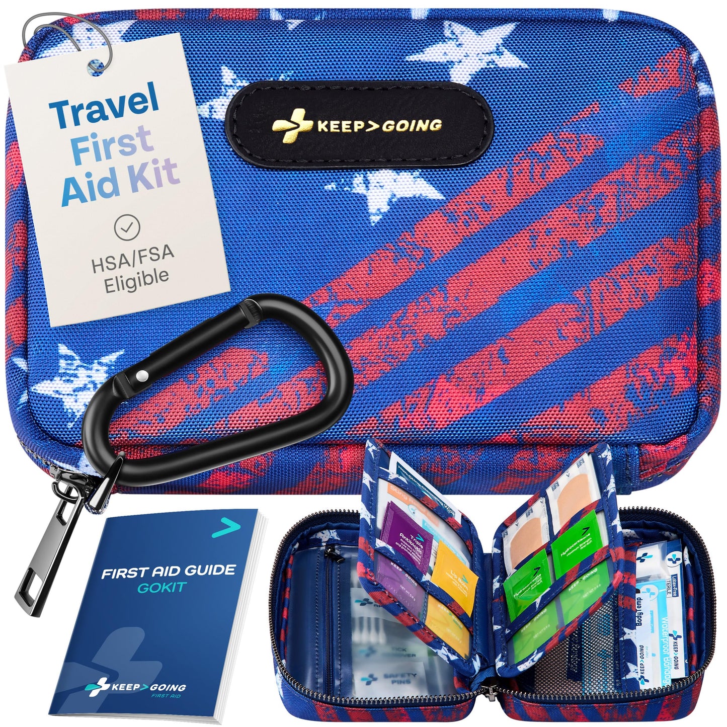 Keep Going Travel First Aid Kit Bundle of 2 Kits, First Aid Kit for Car, Home, Dorm, & Boat with Latex-Free Bandages – Travel Kit Bundle for Families
