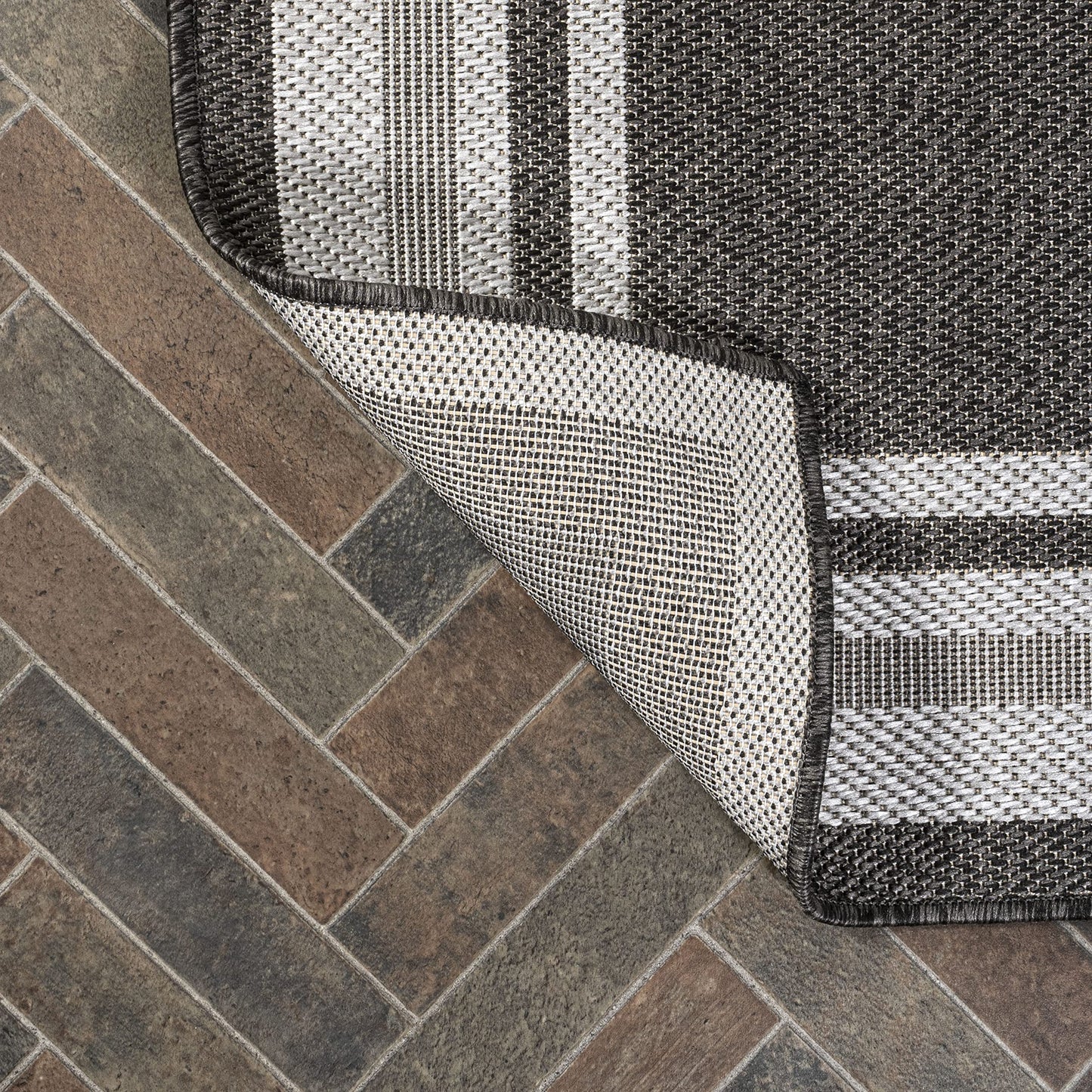 JONATHAN Y Border Stripe Indoor Outdoor Area Rug 8X10 Black/Cream, James Modern for Backyard, Patio, Porch, Easy-Cleaning, High Traffic, Pet-Friendly, Non-Shedding (SMB201C-8)