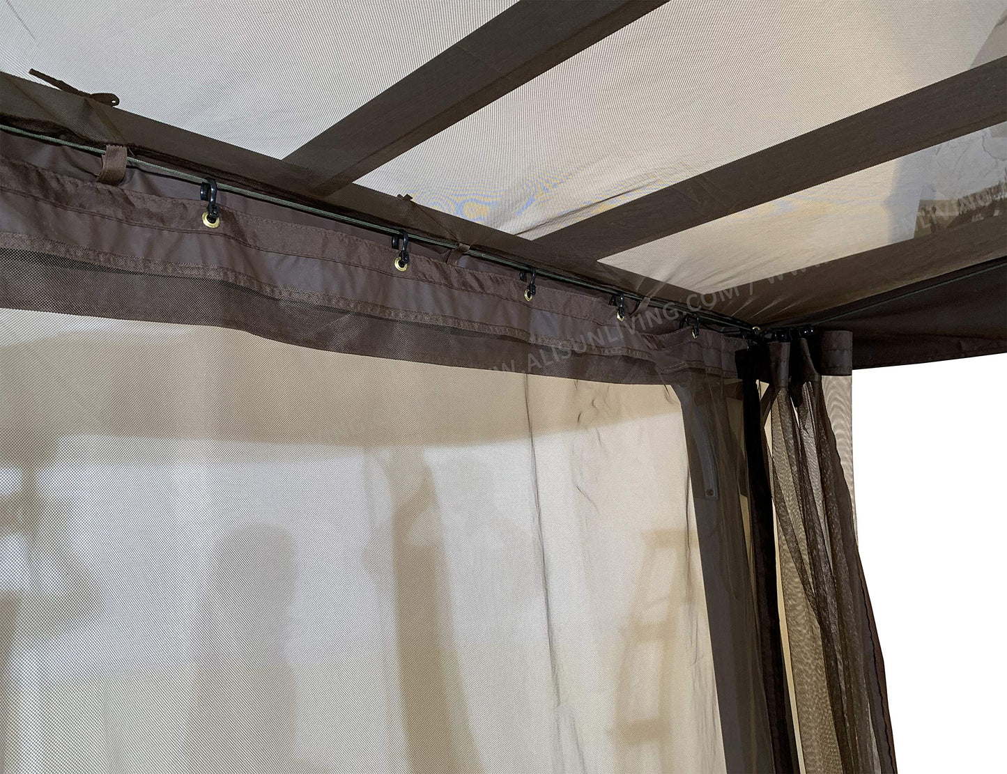 Replacement Mosquito Net for Flat-Roof Pergola - Mesh Bug Net Only (8 ft. x 10 ft., Brown)