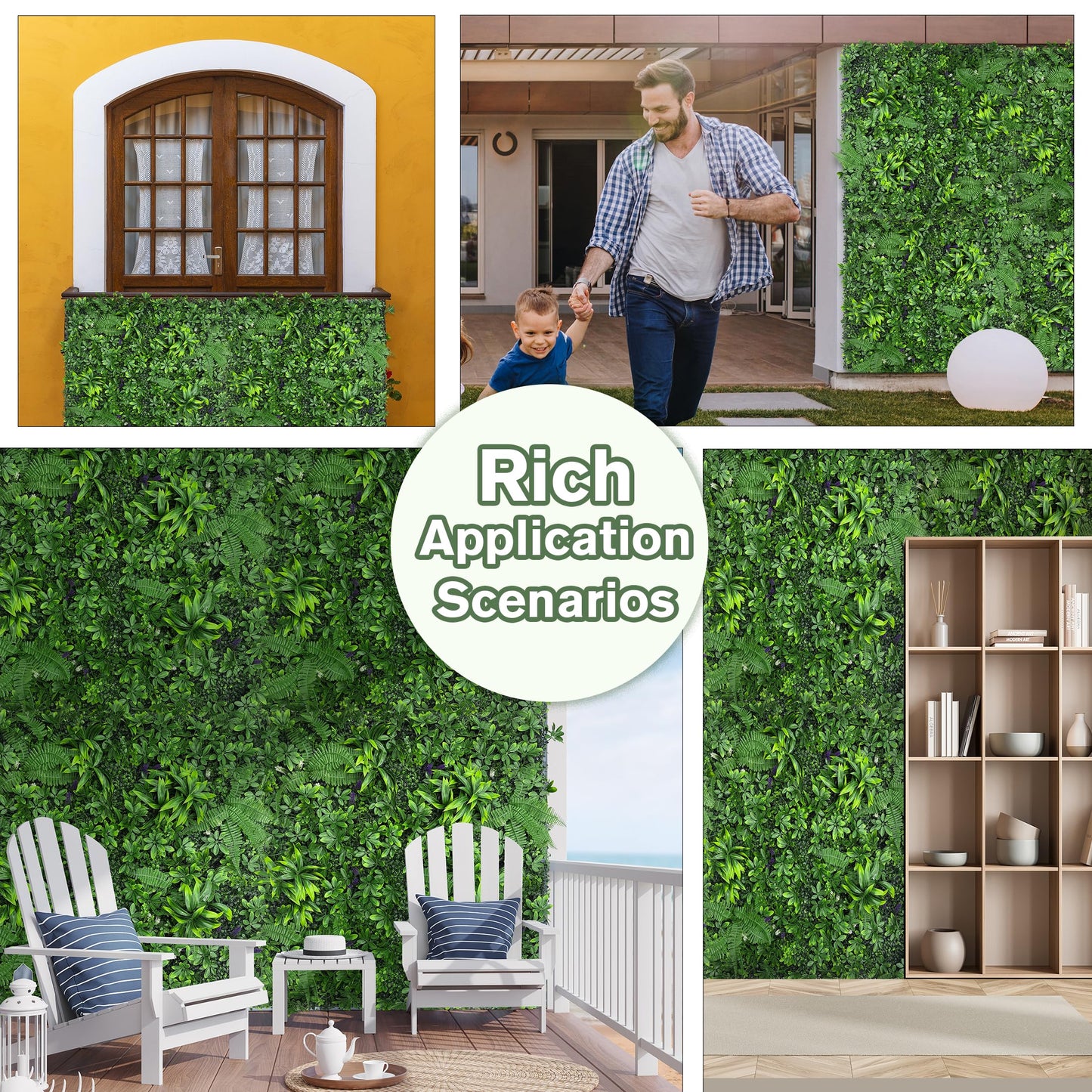 DOPGIB Artificial Green Boxwood Grass Wall Roll: 48"x128"(43 SQFT) UV Protected Ivy Privacy Hedge Fence Screen for Chain Link Fences Panel Indoor,Outdoor Patio Balcony & Garden