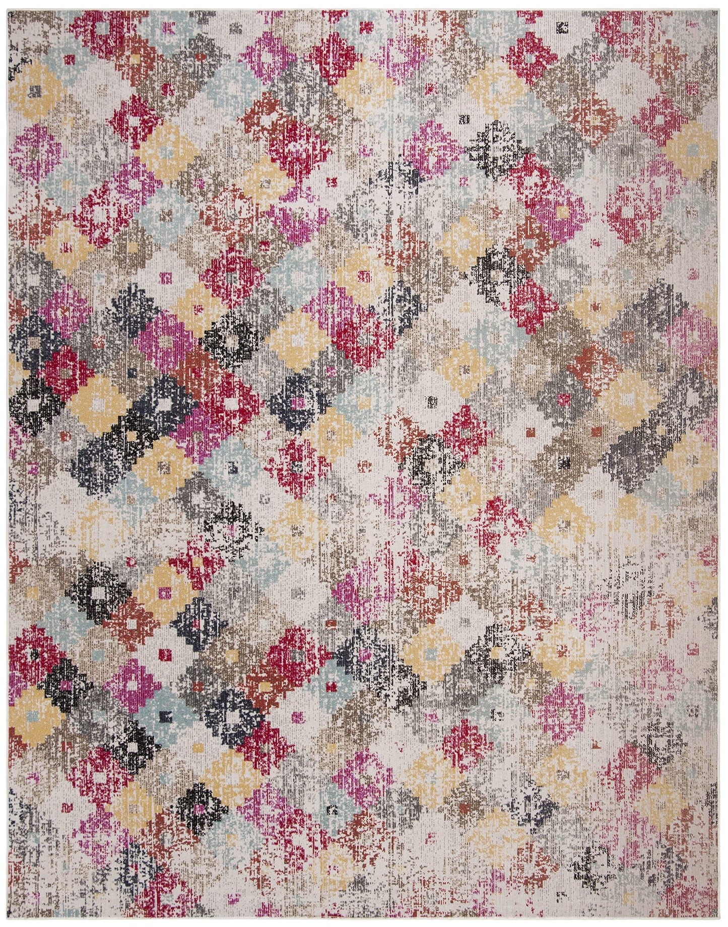 SAFAVIEH Washable Rug Outdoor Montage Collection - 8' x 10', Taupe & Multi, Non-Shedding & Easy to Clean, Ideal for Patio, Backyard, Mudroom (MTG164E)