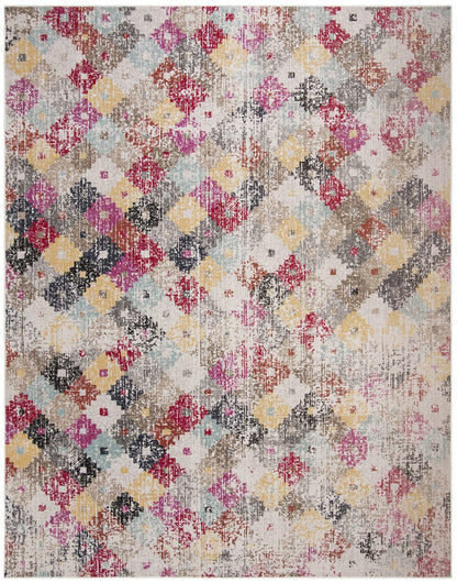 SAFAVIEH Washable Rug Outdoor Montage Collection - 8' x 10', Taupe & Multi, Non-Shedding & Easy to Clean, Ideal for Patio, Backyard, Mudroom (MTG164E)