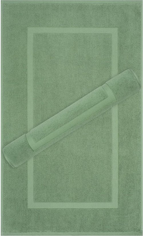 Cotton Paradise 100% Cotton Bath Mats - Soft, Absorbent, Quick-Dry Set of 2 | Sage Green 20x34 Inches