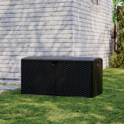 73 Gallon Waterproof Large Resin Deck Box Indoor Outdoor, Lockable Storage Container for Patio Furniture Cushions, Throw Pillows, Garden Tools, and Pool Floats, Black