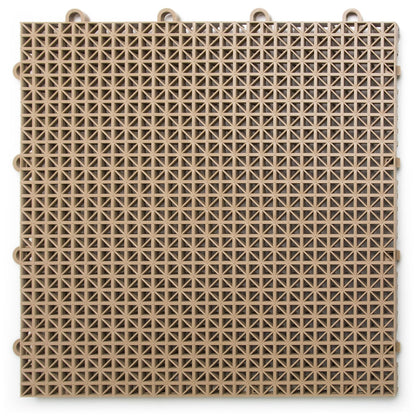 Big Floors DuraGrid Deck Tiles, Interlocking Outdoor Tiles for Patio, Self-Draining, UV-Resistant, Water-Resistant Modular Flooring, Easy Install, 40 Pack, Beige