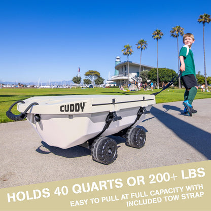 Cuddy Crawler Cooler with Wheels – 40 QT Amphibious Floating Cooler and Dry Storage Vessel - White