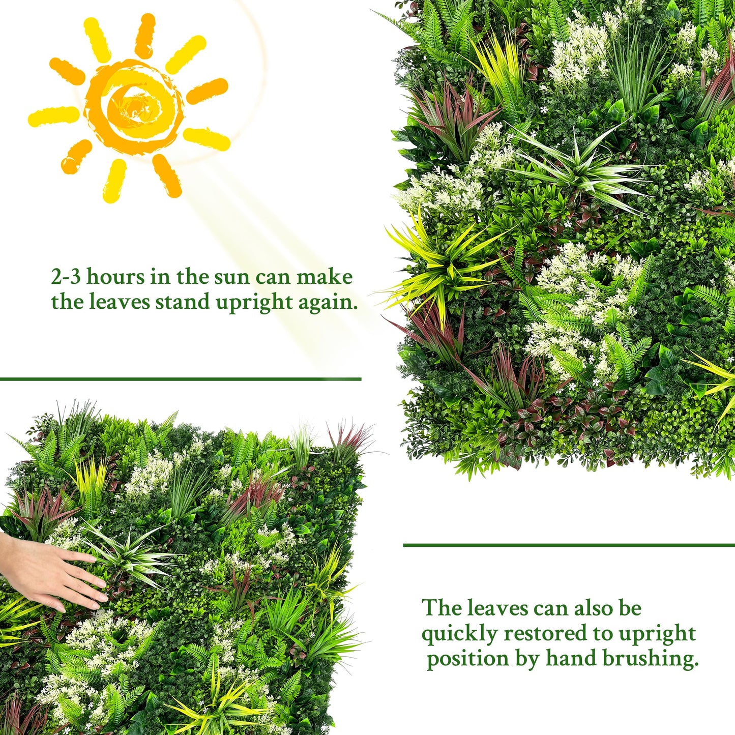 ODTORY Artificial Plant Wall Panels: 20"×20" 8P UV-Anti Faux Grass Wall Backdrop Boxwood Ivy Fence Privacy Screen Fake Greenery Leaf Hedge for Outdoor,Indoor,Garden,Backyard and Home Decor
