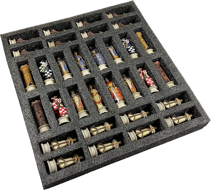 HPL Medieval Times Crusades King Richard Christian Knights Chess Set with 17 Maltese Board