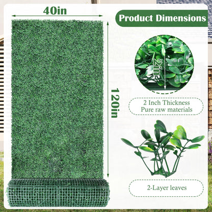 Sunnyglade 40"x120" Artificial Boxwood Roll Panels, UV-Resistant Artificial Privacy Fence Screen, Ivy Leaves Grass Wall Roll Panels for Garden Balcony Patio Decor (40x120 in)
