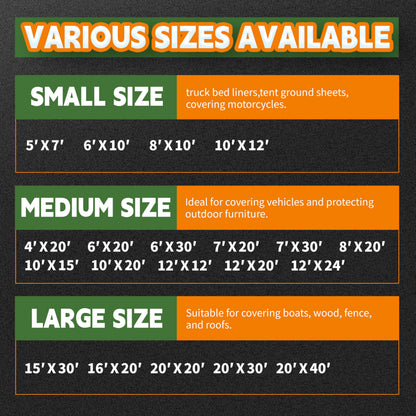 RAINDEWAY 20x40 Feet Heavy Duty Tarp,12 Mil Tan Waterproof Poly Tarp Cover,UV Resistant,Weatherproof,Durable,Multipurpose Tarps with Grommets and Reinforced Edges