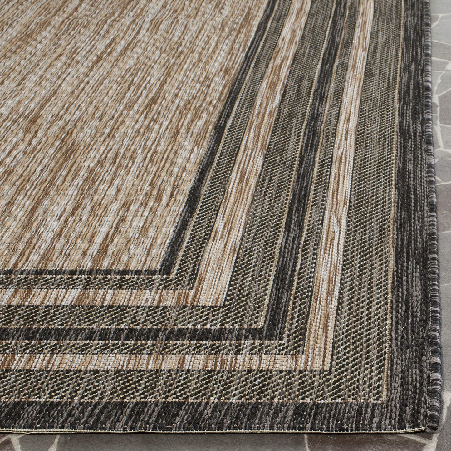 SAFAVIEH Courtyard Collection 8' x 10' Natural / Black CY8475 Indoor/ Outdoor Patio Backyard Mudroom Area Rug