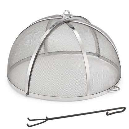 Good Directions Heavy Duty Fire Pit Spark Screen with Lifter, Stainless Steel, Hinged for Easy Access, 24 Inch Diameter