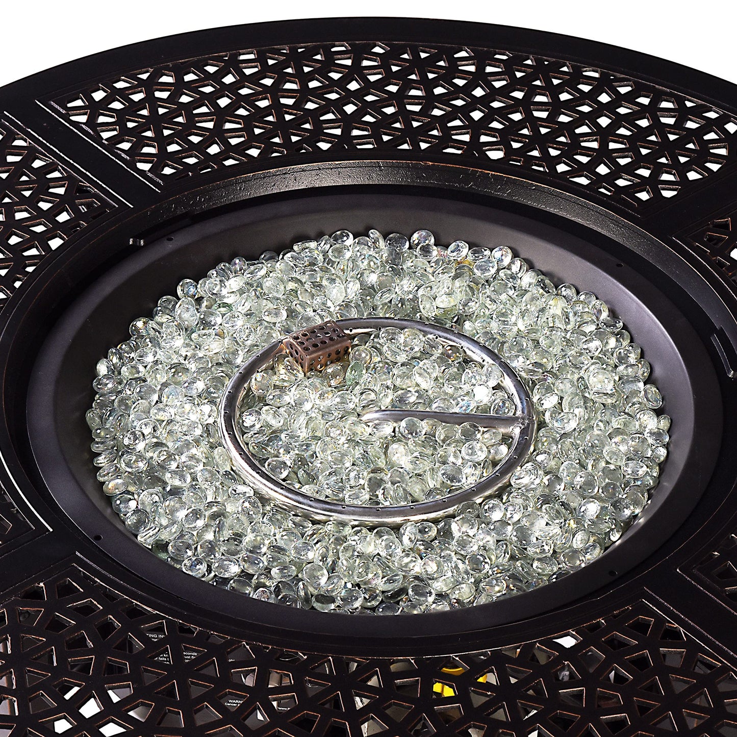 Aluminum 57,0000 BTU 44 in. Round Propane Black Fire Pit Table with Fire Beads, Lid, Propane Tank Cover and Table Fabric Covers in Copper Finish