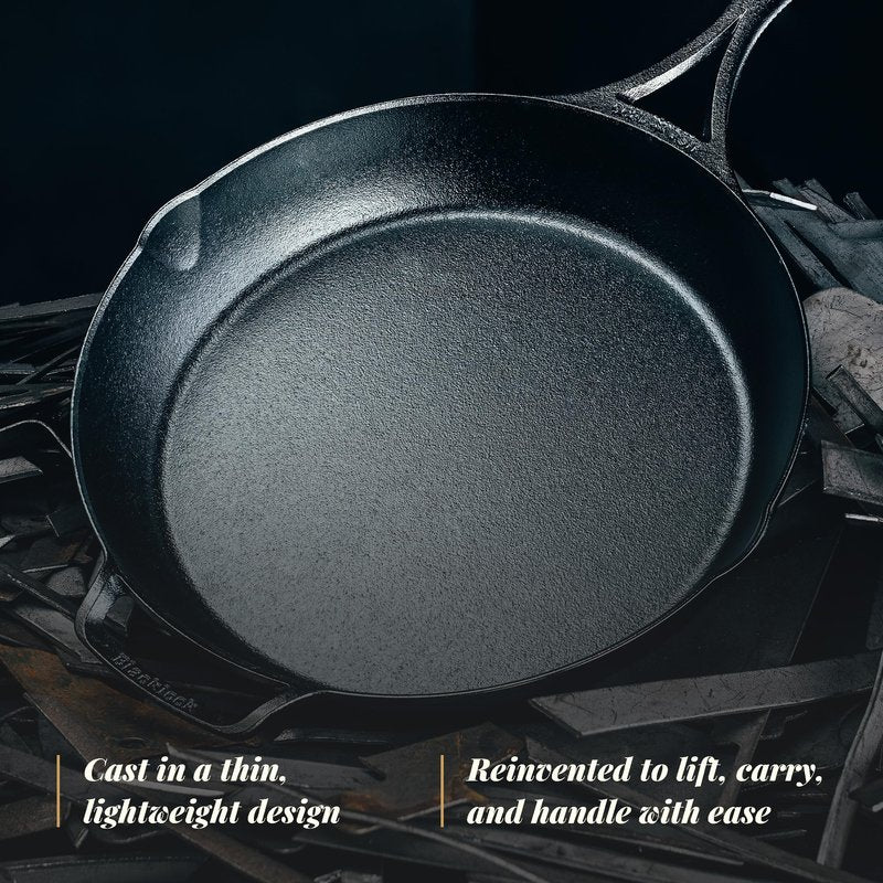 Lodge Blacklock 12" Triple Seasoned Cast Iron Skillet - Lightweight - Easy Cleanup - Premium Cookware