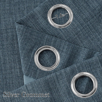 NICETOWN Faux Linen Blackout Curtains - Mist Blue Privacy Panels for Living Room & Bedroom | 63 Inches Long, 2 Panels