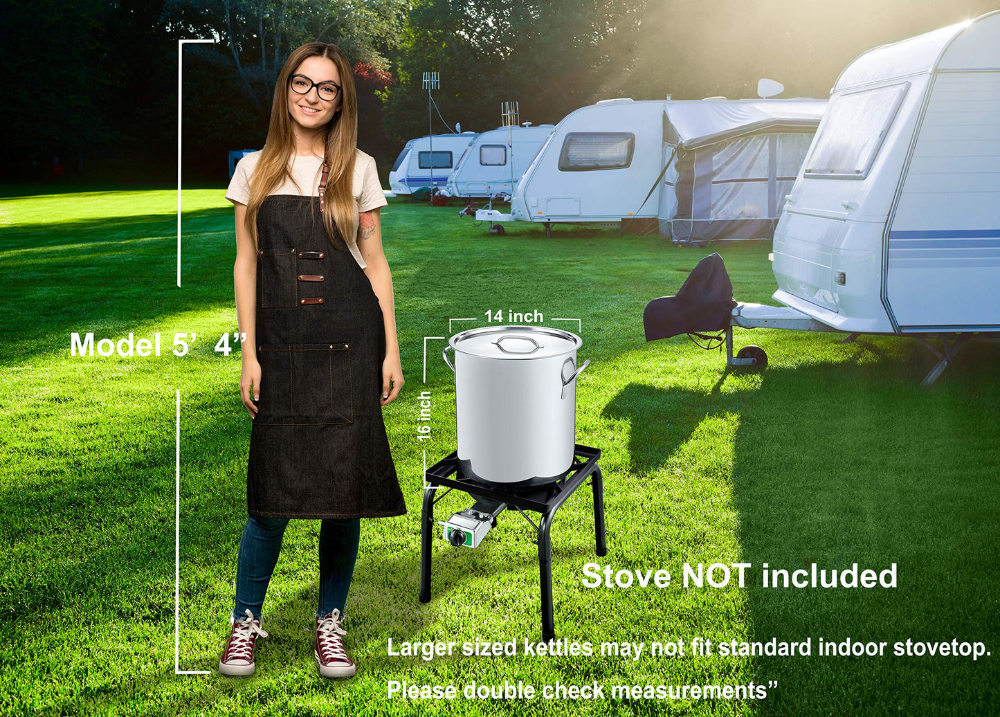 CONCORD 42 QT Stainless Steel Stock Pot w/Basket. Heavy Kettle. Cookware for Boiling (42)