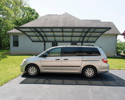 Palram - Canopia Arizona 10 Ft. x 16 Ft. x 9 Ft. Wing Single Carport Aluminum Metal Frame and Polycarbonate Panels Car Port for Outdoor Driveway Car, Truck, RV, Trailer, Boat Storage (Wave Gray)