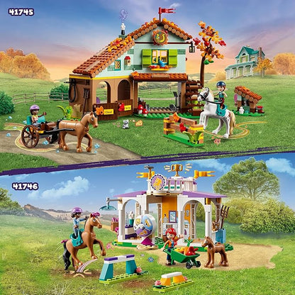 Lego Friends Riding School Set with 2 Toy Horses Aliya and Mia Mini Dolls Riding Stable and Horse Toy Animal Care Gift for Children Girls and Boys from 4 Years 41746