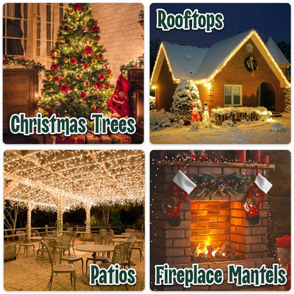 Clear Warm White Christmas Lights - 20 ft String of 105 Incandescent Mini Multifunctional Lighting Modes for Decorative, Bedroom, Outdoor, Xmas Twinkle Christmas Tree Lights, White Wire Total 21.6 ft