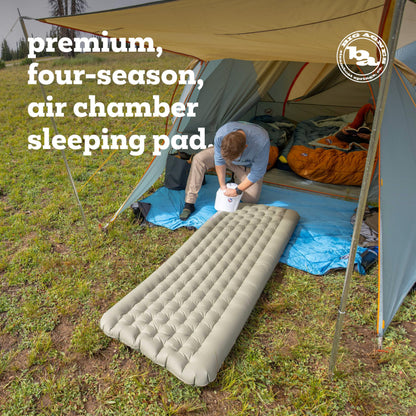 Big Agnes Campmeister Deluxe - Insulated Sleeping Pad, Ultralight Inflatable Mat For Camping, All Season Compact Backpacking And Hiking, 25x72 Wide Regular