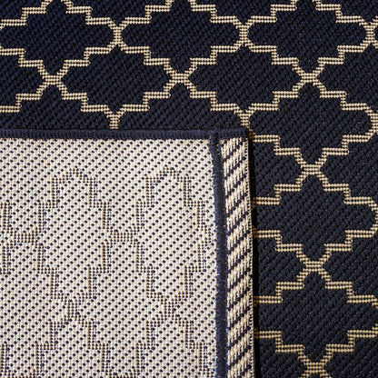SAFAVIEH Washable Rug Outdoor Courtyard Collection - 6'7" x 9'6", Black & Beige, Non-Shedding & Easy Cleaning, Ideal for Patio, Backyard, Mudroom (CY6919-226)