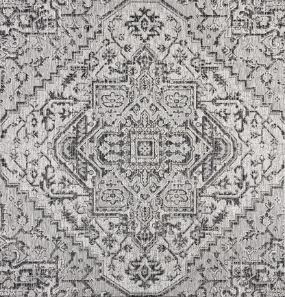 JONATHAN Y Boho Medallion Indoor Outdoor Square Area Rug 9X9 Black/Gray, Estrella Textured Weave for Backyard, Patio, Porch, Easy-Cleaning, High Traffic, Pet-Friendly, Non-Shedding (SMB105D-9SQ)