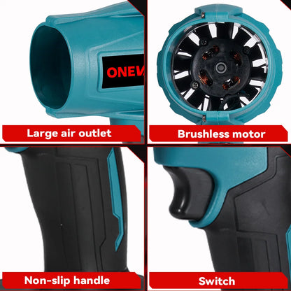 ONEVAN 2000W 200M/S Brushless Electric Turbo Fan Cordless Leaf Air Blowers Jet Fan Snow Dust Blowing Power Tool Fit 18V Battery